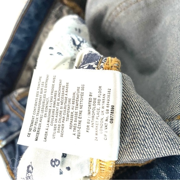 Anthropologie Pilcro Blue Mid-Rise Raw Hem Slim Straight Crop Ankle Jean Pants - Picture 12 of 12